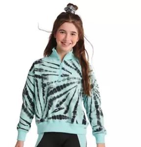 NWt 7 8 justice half zip fleece pullover tie dye school birthday gym workout fl - Picture 1 of 7