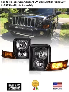 Conjunto de faros delanteros izquierdo derecho ámbar negro para Jeep Commander SUV 06-10 - Imagen 1 de 11