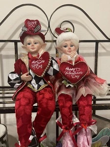 Juego de 2 muñecas Cynthia Rowley elfo del día de San Valentín embellecidas 16"" de alto - Imagen 1 de 5