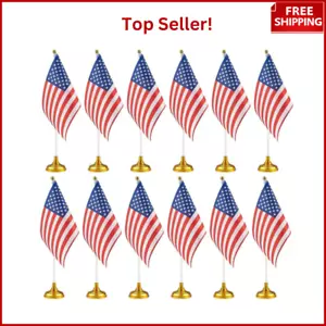 12 Mini Bandiere Americane 8x5" | Decorazioni Scrivania Patriottiche | Decorazione Giorno della Memoria - Foto 1 di 7