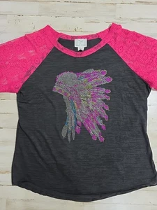 L&B Life Perlen Indianer Spitzenärmel Burnout Top Bluse Damen Gr. XL  - Bild 1 von 9