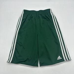 Adidas Reversible Shorts Youth Boys L 13-14 Y Green Striped & White Logo.#30156 - Picture 1 of 15