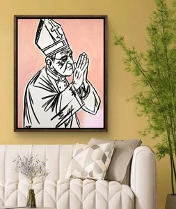 PAPA ROMANO CORBÉLICO 16X20 GRAN EXPRESIONISMO RELIGIOSO ARTE ABSTRACTO CASERO - Imagen 1 de 11