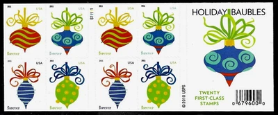 HOLIDAY BAUBLES US 4575-4578 HOLIDAY GREETING CARDS FOREVER 20 MVF STAMP BOOKLET - Image 1 of 2