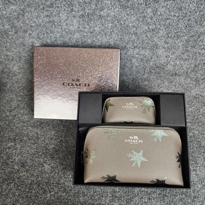 NIB Coach Star Canyon Print Cosmetic Makeup Bag w/ Coin Purse Gray Silver Zip - Image 1 of 4