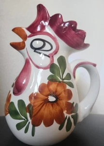 Rooster Wine Decanter/Pitcher 9"H Made In Italy Ceramic Hand Painted Vintage - Picture 1 of 4