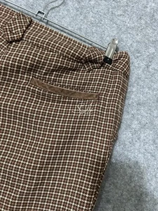 2000s Split Skateboard VTG Brown Houndstooth Plaid Flare Skate Pants Size 7 Wms - Picture 1 of 14