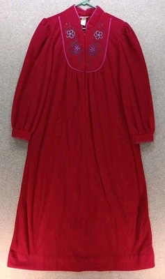 Vestido de Colección Adonna Bata Casa Mediano (12-14) Terciopelo Rojo Bordado 1/2 Cremallera Frontal  Foto 1 de 4