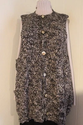 Colete longo Amy Brill feito por artista tricô à mão suéter em camadas OS B60 - Imagem 1 de 4