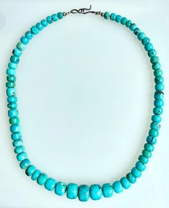 Vintage Native American turquoise beaded necklace Sterling silver clasp - 16" - Picture 1 of 7
