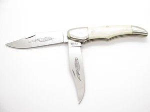 Vintage 1980s Parker Custom Seki Japan 2 Blade Smooth Bone Folding Hunter Knife - Picture 1 of 5