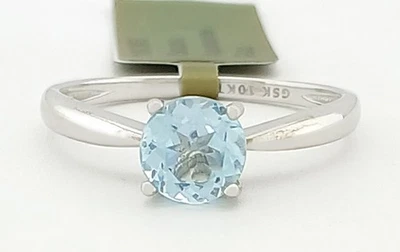 GENUINE 1.18 Cts AQUAMARINE RING 10K WHITE GOLD - Free Certificate Appraisal - Image 1 of 4
