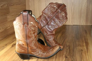 Durango cowboy Women 6 Boots Leather RD824 Pointed Toe Decorative brown - Picture 1 of 11