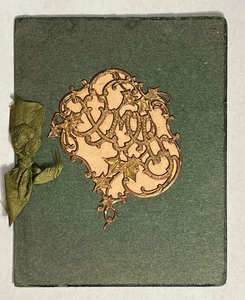 Antike Weihnachtskarte 1905, Blattgold filigran geprägte Applikation, 3" x 3-7/8" - Bild 1 von 3