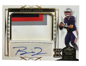 2022 Leaf Trinity Bailey Zappe #PA-BZ1 P Auto Player Worn Patch Gold Foil /75 RC - Picture 1 of 3
