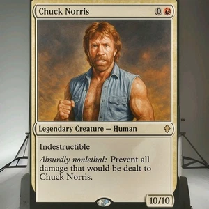 Vv FanMTG Parody Art Card aceo 2.5x3.5" Front/Back Absurd Rare Chuck Norris - Picture 1 of 2