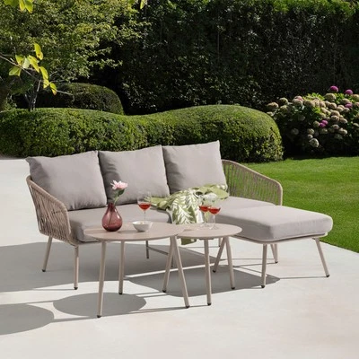 Gartenlounge MYKONOS Lounge Set Balkonmöbel Gartenmöbel champagne/beige - Bild 1 von 4