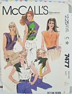 McCalls 7477 Sewing Pattern Vintage 1981 Tops w/ Applique Size 8 Bust 31 1/2 - Picture 1 of 2