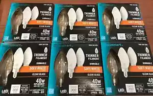 EcoSmart 40-Watt Equivalent B11 Dimmable E12 Candelabra Fine Bendy B264(6 Packs) - Picture 1 of 2