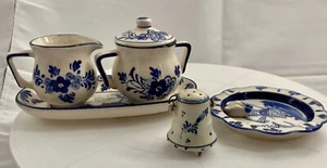 VINTAGE AND BEAUTY EIGHT PIECES DELFT SET: (2) Tray, Bell, Clogs, & others V/G - Picture 1 of 19