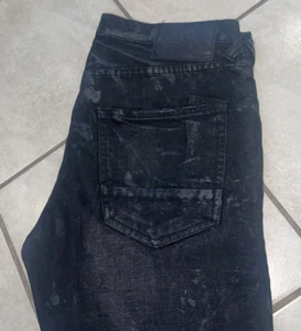 PRPS Le Sabre SCHWARZ DISTRESSED SCHMAL ZULAUFENDES BEIN KNOPFLEISTE JEANS GRÖSSE 34x35 - Bild 1 von 21