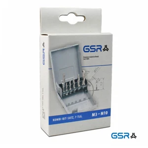 GSR Gewindeschneider Kombi Bit M3-M10 HSS Bohrer Gewindebits Gewindebohrer 7-tlg - Bild 1 von 1