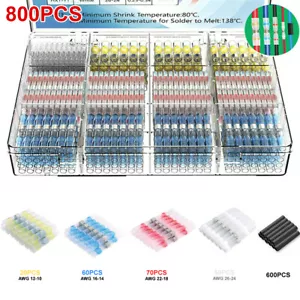 800 Pcs Solder Seal Wire Connectors and Heat Shrink Tube Sleeves Kit SM❀✉ - Picture 1 of 12