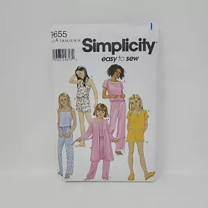 Simplicity 9655 Girls Easy Loungewear Shirt Pants Cami Sewing Pattern Size 7-16 - Picture 1 of 3