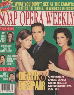 Soap Opera Weekly June 13, 2000 JOIE LENZ-PAUL ANTHONY STEWART-GUIDING LIGHT-Y&R - Image 1 of 4