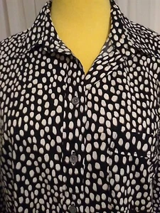 Camisa para mujer J Crew con botones negra estampado geométrico manga larga talla grande - Imagen 1 de 10