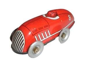 Vintage Schylling Red Tin Wind-Up Boat Tail Racer / Race Car Works "No Key" S10 - Picture 1 of 6