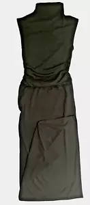 Stretch Dress Sleeveless MockNeck, 1 Side Slit, Bodycon Womens L 11 Black SOFT - Picture 1 of 11