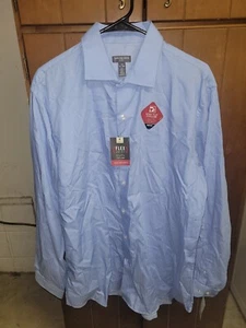 Van Heusen Flex Classic Fit, 16-16-1/2, Vista Blue Sateen Stripe Dress Shirt NEW - Picture 1 of 6