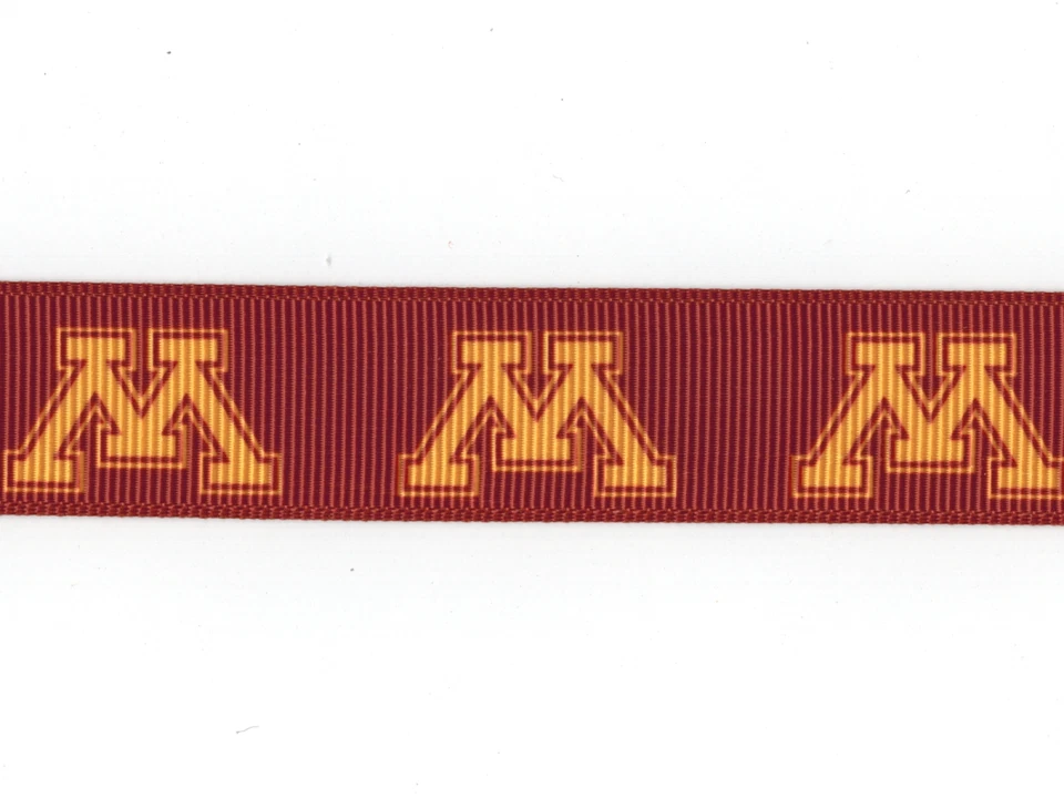 UNIVERSITY OF MINNESOTA GOLDEN GOPHERS 7/8" GROSGRAIN RIBBON 1,3,5,10 YARDS - Image 1 of 1