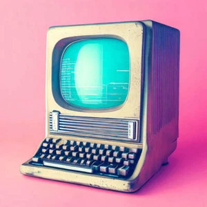 Vintage Computer und Monitor Digital Art I Art Druck - 12 x 18 Zoll - Bild 1 von 1