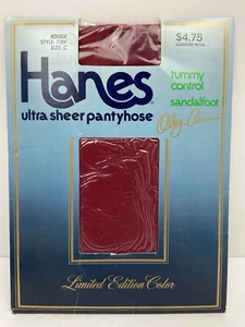 NOS Hanes Sheer Tummy Control Pantyhose Sz C Rouge (RED) 710F Cassini Limited Ed - Picture 1 of 5