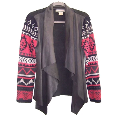 Cárdigan drapeado Flying Tomato suéter para mujer L azteca SW imitación gamuza y tejido rodeo Foto 1 de 4