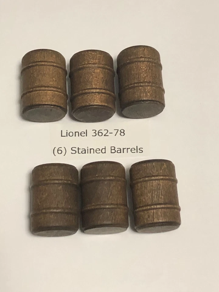 Barriles de madera teñida marrón Lionel 362-78 (juego de 6) para coches, rampa y coche 3562 Foto 1 de 1