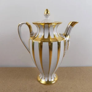 Furstenberg Grecque Athena Coffee Pot Gold & White Porcelain - Picture 1 of 8