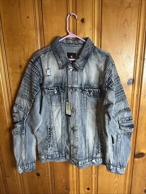 Southpole Trucker Jean Jacket Mens XXL Blue Wash Denim Distressed - Image 1 of 4