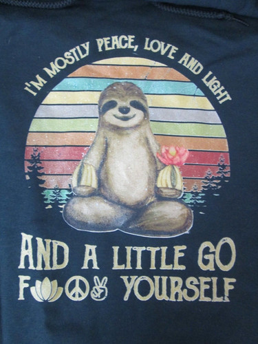 VETEMENTS Felpa con cappuccio 4xl nera bradipo pace love and go F**k yourself NUOVA R