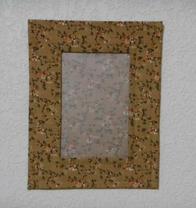Picture Frame Fabric Cloth Photo Frame Tanish w Orange & White Flowers 4x6 Photo - Picture 1 of 4