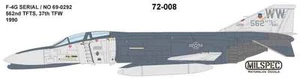 CAM DECALS (AKA) MILSPEC, MS 72-008, 1/72 SCALE, F-4G, 562nd TFTS, 37th TFW - Picture 1 of 4