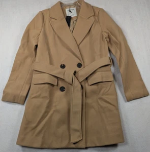 Allegra K - Women's - Pea Coat - Double Breasted - Color: Khaki - Size XS - Picture 1 of 18