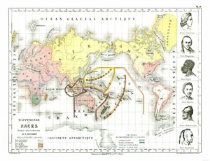 Historic Map - World Races - Cortambert 1880 - 29.93 x 23 - Vintage Wall Art - Picture 1 of 20