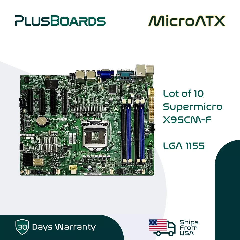Lote de 10 placas madre para servidor Supermicro X9SCM-F MicroATX LGA 1155 Intel C204 Foto 1 de 4