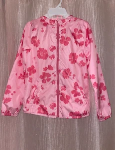 Carter's Girls Pink Flower Windbreaker Jacket Size 8 - Picture 1 of 9