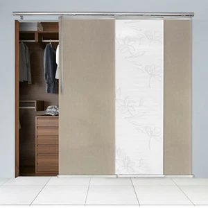 3-Panel Single Rail Panel Track Extendable 36"-66"W x 94"H, Bloom, Moca White - Picture 1 of 7
