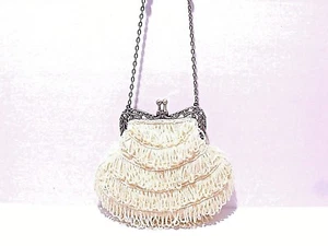 PERLEN ABENDTASCHE CLUTCH MIT KETTENRIEMEN MIT PERLEN #BM0903 #IVY - Bild 1 von 3