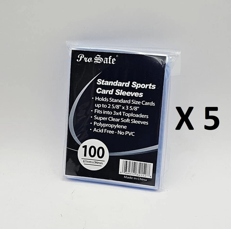 NEW SEALED - 500 Pro Safe Standard Card Sleeves - 5 Packs of 100 - TCG/Baseball - Image 1 of 1